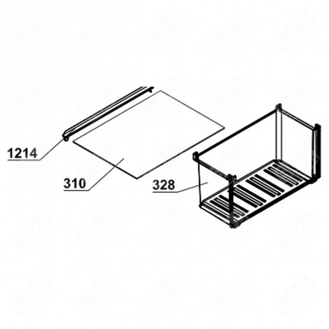 CLAYETTE, ÉTAGÈRE EN VERRE (REPÈRE 310)      -    440X387 MM FRIGO, RÉFRIGÉRATEUR, CONGÉLATEUR - 4657042500