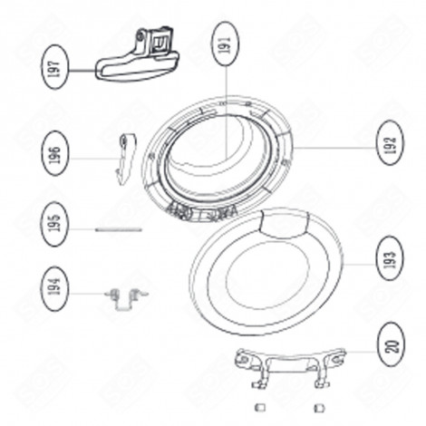 CADRE DE HUBLOT INTÉRIEUR (REPÈRE 192) MACHINE À LAVER, LAVE-LINGE - AS0033162