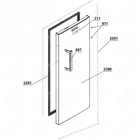 JOINT DE PORTE RÉFRIGÉRATEUR (REPÈRE 2391) FRIGO, RÉFRIGÉRATEUR, CONGÉLATEUR - 4633081100, 4669520600