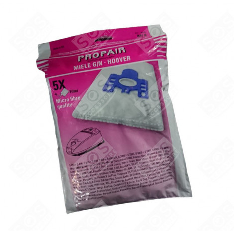 BOITE DE 5 SACS MICROFIBRE G/N AVEC FILTRE AIR ET FILTRE MOTEUR ASPIRATEUR - 9917730