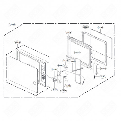 PORTE (REPÈRE 13581A) FOUR MICRO-ONDES - ADC75546712