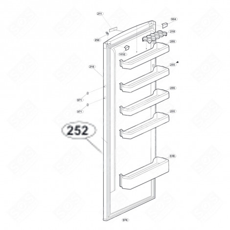 JOINT DE PORTE (REPÈRE 252) FRIGO, RÉFRIGÉRATEUR, CONGÉLATEUR - 4902423900