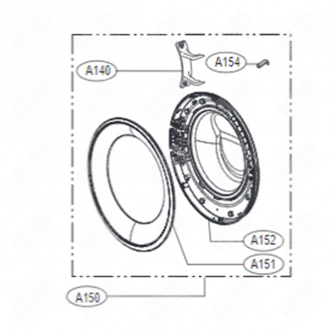 HUBLOT COMPLET (REPÈRE A150) MACHINE À LAVER, LAVE-LINGE - ADC74745514
