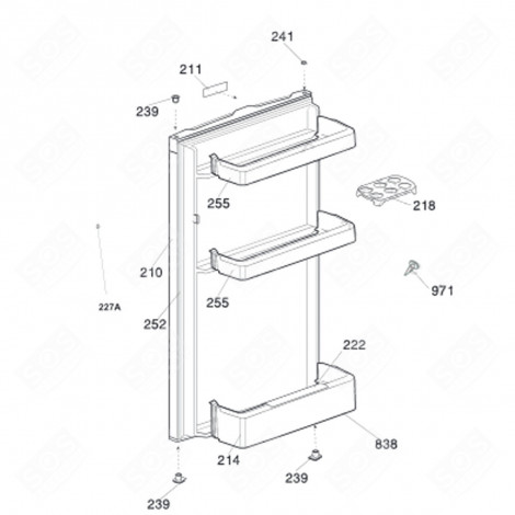 JOINT DE PORTE (REPÈRE 252) FRIGO, RÉFRIGÉRATEUR, CONGÉLATEUR - 4902424600