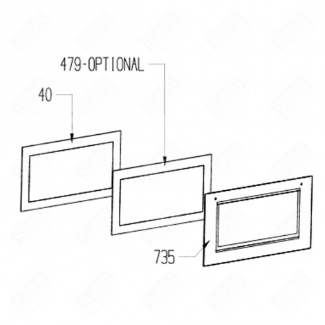 VITRE INTERMÉDIAIRE (REPÈRE 479)    -   776X373 MM FOUR, CUISINIÈRE - 490300087