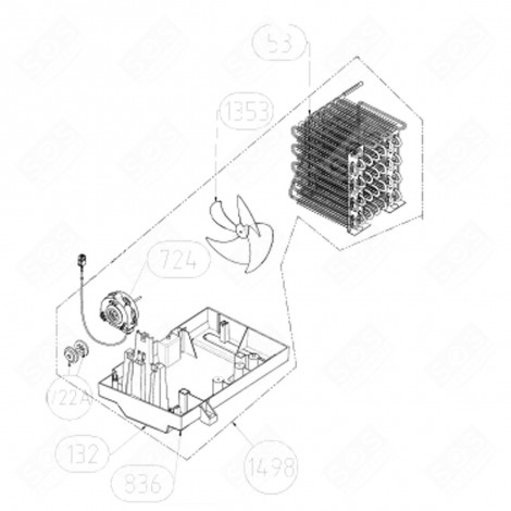 BAC D'ÉVAPORATION (REPÈRE 132) FRIGO, RÉFRIGÉRATEUR, CONGÉLATEUR - 5704250100
