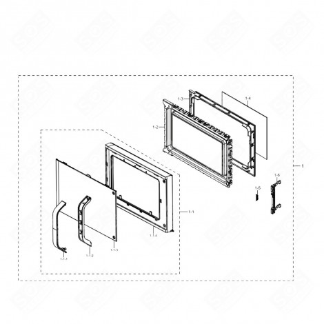 PORTE COMPLÈTE REPÈRE 1 D'ORIGINE FOUR MICRO-ONDES - DE94-03555E