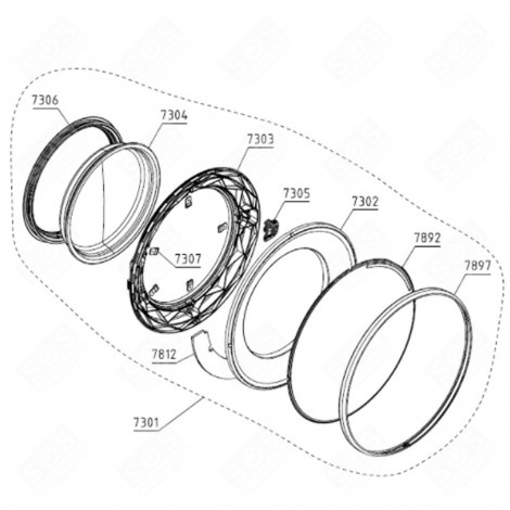 VERROU DE PORTE WM-76/86 GF (REPÈRE 7305) MACHINE À LAVER, LAVE-LINGE - 795917