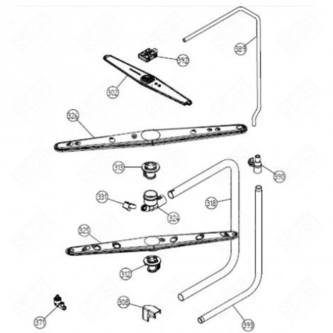 VAPORISATEUR BRAS SUPÉRIEUR  (REPÈRE 302) LAVE-VAISSELLE - 476717