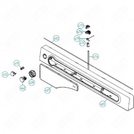 TABLEAU DE COMMANDE W6984 (REPÈRE 401) MACHINE À LAVER, LAVE-LINGE - 503086