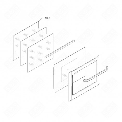 VITRE INTÉRIEURE DE PORTE REPÈRE 312C D'ORIGINE FOUR, CUISINIÈRE - 3560849030