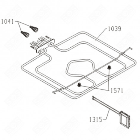 RESIS. TUBULAIRE SUP (REPÈRE 1039) FOUR, CUISINIÈRE - 437919