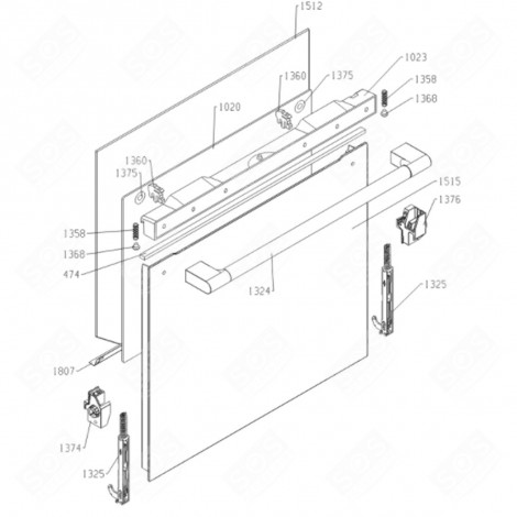 PORTE VERRE BIO FIX 6-171P GLU 9005 (REPÈRE 1515) FOUR, CUISINIÈRE - 693638