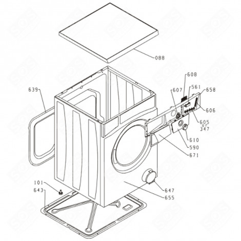 PIED RÉGLABLE PS-10 ENS. (REPÈRE 101) MACHINE À LAVER, LAVE-LINGE - 499533