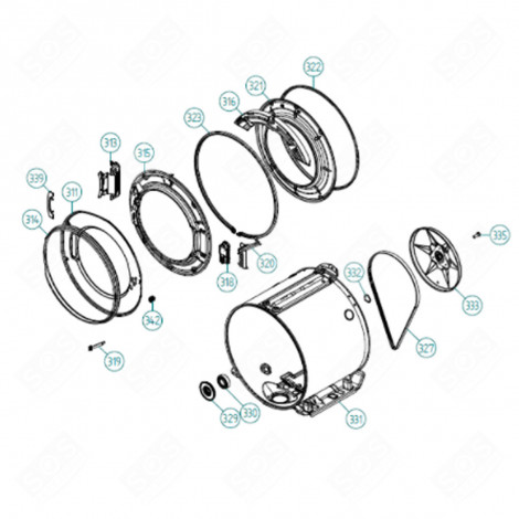 PAROI INTÉRIEURE CUVE WM-70 (REPÈRE 231) MACHINE À LAVER, LAVE-LINGE - 503244
