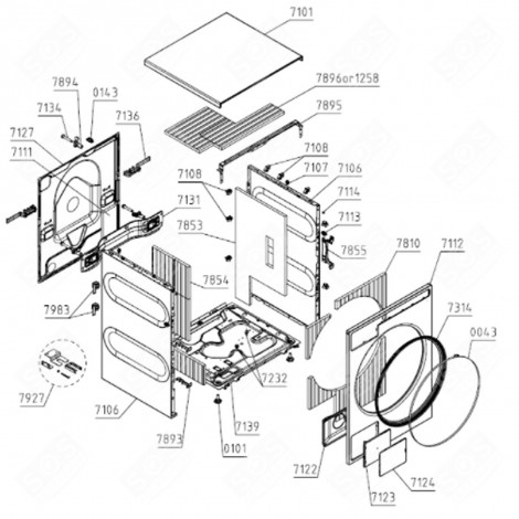 COUVERCLE FILTRE WM-75/85 LA065 (REPÈRE 7124) MACHINE À LAVER, LAVE-LINGE - 559408