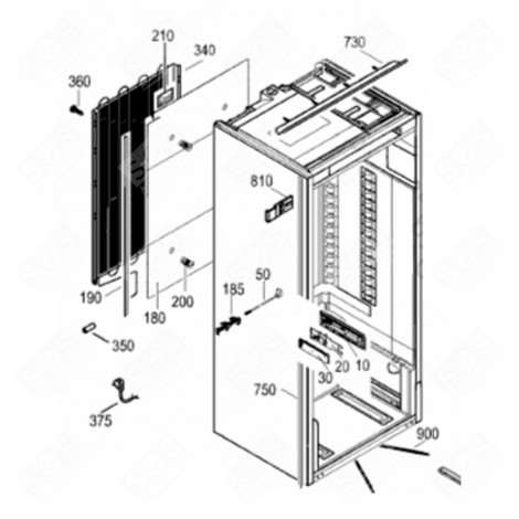 EVAPORATEUR RÉFRIGÉRATION (REPÈRE 180) FRIGO, RÉFRIGÉRATEUR, CONGÉLATEUR - 5944148
