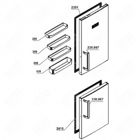 BALCONNET BOUTEILLES  REPÈRE 838           -            480X116X96 MM FRIGO, RÉFRIGÉRATEUR, CONGÉLATEUR - 4652180500