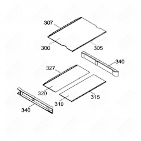 TABLETTE VERRE - COMPLÈTE (REPÈRE310) FRIGO, RÉFRIGÉRATEUR, CONGÉLATEUR - 7272868