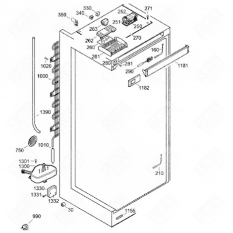PLATINE DE PUISSANCE (REPÈRE 260) FRIGO, RÉFRIGÉRATEUR, CONGÉLATEUR - 6143101