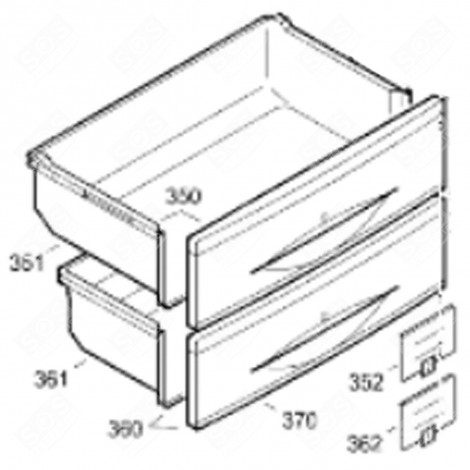 TIROIR SANS FAÇADE (REPÈRE 351) FRIGO, RÉFRIGÉRATEUR, CONGÉLATEUR - 7402607