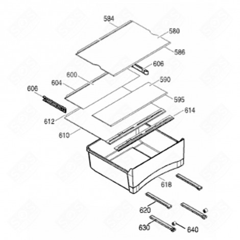 TIROIR COMPARTIMENT 0 DÉGRÉE C (REPÈRE 618)           -         400X404X108,5 MM FRIGO, RÉFRIGÉRATEUR, CONGÉLATEUR - 9290522