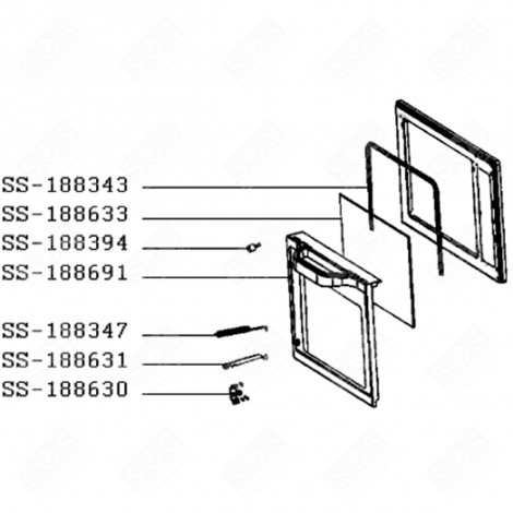 PORTE + POIGNÉE BLANCHE (REPÈRE SS-188691) FOUR, CUISINIÈRE - SS-188691
