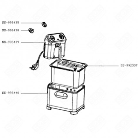 BOITIER + RÉSISTANCE SANS BOUTONS (REPÈRE SS-996439) FRITEUSE, AIRFRYER - SS-996439