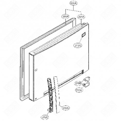 POIGNÉE SANS DÉCOR CONGÉLATEUR (REPÈRE 212A) FRIGO, RÉFRIGÉRATEUR, CONGÉLATEUR - MEB62355101