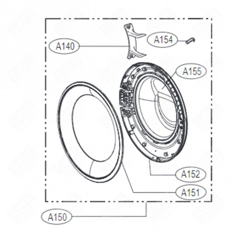 HUBLOT COMPLET REPÈRE A150 MACHINE À LAVER, LAVE-LINGE - ADC74745510