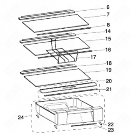 PATIN (REPÈRE 22) D'ORIGINE FRIGO, RÉFRIGÉRATEUR, CONGÉLATEUR - C00505994, 488000505994