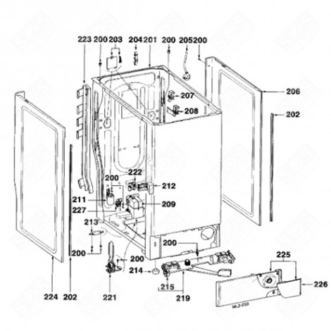 CAPOT BLOC SECTEUR POUR LAVE LINGE FAGOR (REPÈRE 209) MACHINE À LAVER, LAVE-LINGE - 55X6587