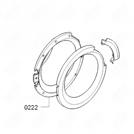 CADRE INTÉRIEUR DE HUBLOT REPÈRE 0222 D'ORIGINE MACHINE À LAVER, LAVE-LINGE - 00747529, 747529