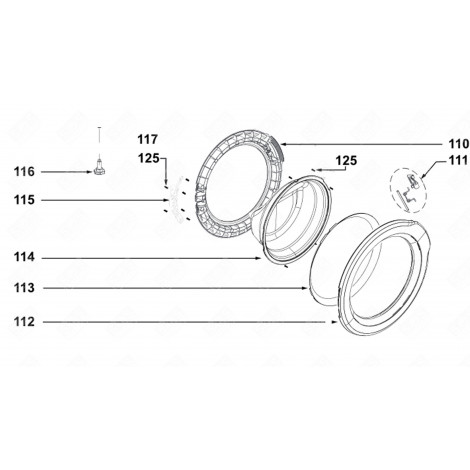 CROCHET HUBLOT (REPÈRE 111) MACHINE À LAVER, LAVE-LINGE - AS0068106