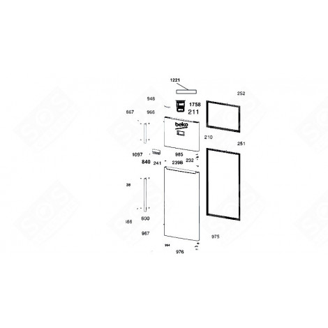 JOINT DE PORTE (PARTIE RÉFRIGÉRATEUR) REPÈRE 251 FRIGO, RÉFRIGÉRATEUR, CONGÉLATEUR - 5928102400