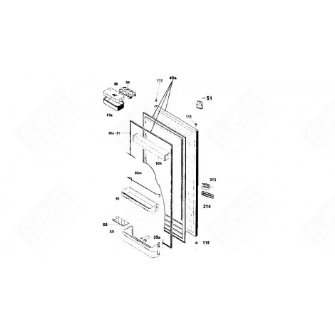 POIGNÉE COMPLÈTE (REPÈRE 49A) FRIGO, RÉFRIGÉRATEUR, CONGÉLATEUR - 41006653