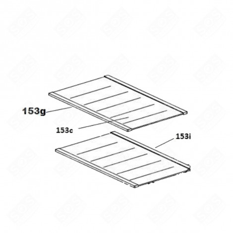 CLAYETTE, ÉTAGÈRE VERRE SANS PROFILS REPÈRE 153C FRIGO, RÉFRIGÉRATEUR, CONGÉLATEUR - 49099120