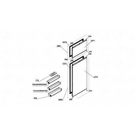 JOINT DE PORTE (PARTIE RÉFRIGÉRATEUR) REPÈRE 2391 FRIGO, RÉFRIGÉRATEUR, CONGÉLATEUR - 4663521300