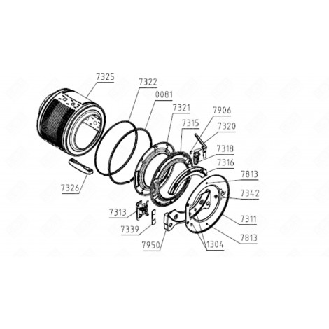 COUVERCLE CUVE WM-75/85.C LA070 ASSY  (REPÈRE 7311) MACHINE À LAVER, LAVE-LINGE - 803393