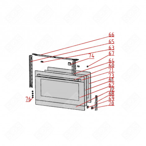VITRE EXTÉRIEURE REPÈRE 72 FOUR, CUISINIÈRE - 1068821, 30500200018