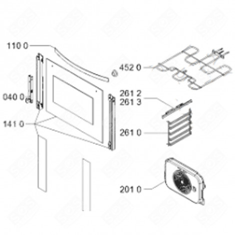 VITRE DE FOUR + SUPPORT (REPÈRE 141 0) D'ORIGINE FOUR, CUISINIÈRE - 481010898182, C00500093