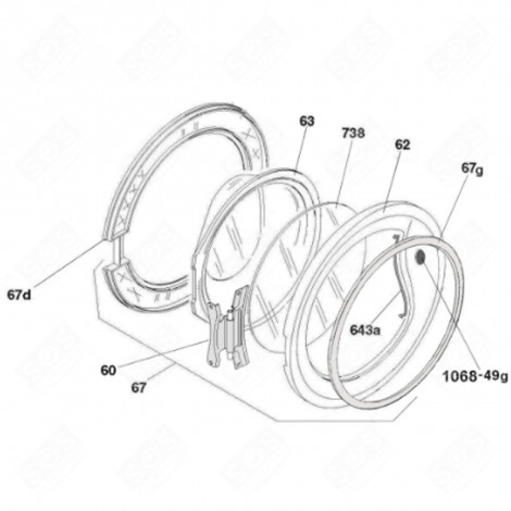 HUBLOT COMPLET (REPÈRE 67) MACHINE À LAVER, LAVE-LINGE - 43015213
