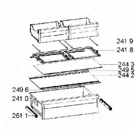 CLAYETTE, ÉTAGÈRE VERRE COURTE (REPÈRE 244 2) D'ORIGINE FRIGO, RÉFRIGÉRATEUR, CONGÉLATEUR - 481011135264, C00513423