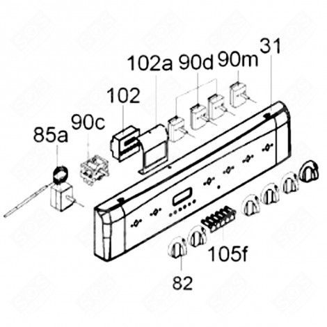 BOUTON POUSSOIR À PARTIR DE 07/14 (REPÈRE 105 F) FOUR, CUISINIÈRE - 41019495