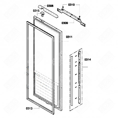 JOINT DE PORTE (REPÈRE 0313) FRIGO, RÉFRIGÉRATEUR, CONGÉLATEUR - 00248865
