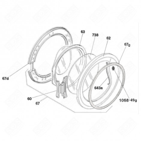 ENCADREMENT INTÉRIEUR (REPÈRE 67D) MACHINE À LAVER, LAVE-LINGE - 41044326