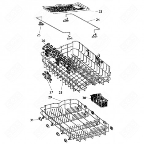 PANIER INFÉRIEUR (REPÈRE 29) D'ORIGINE LAVE-VAISSELLE - C00587634, 488000587634