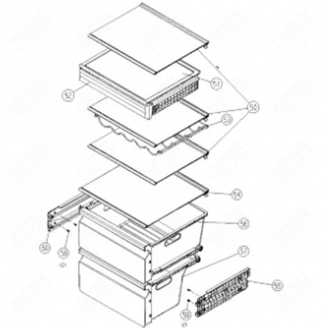 DESSUS DE BAC DE LÉGUMES  (REPÈRE 54) FRIGO, RÉFRIGÉRATEUR, CONGÉLATEUR - 570F10