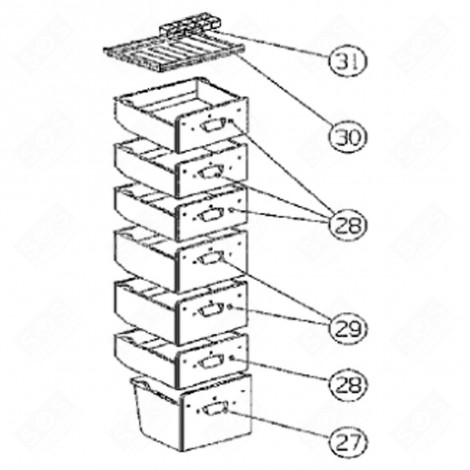 TIROIR (REPÈRE 28) FRIGO, RÉFRIGÉRATEUR, CONGÉLATEUR - 580C67