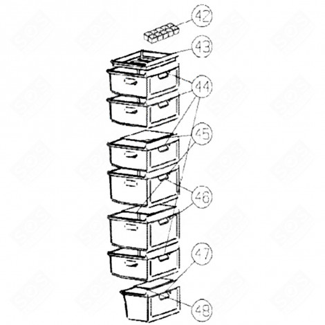 TIROIR (REPÈRE 46) FRIGO, RÉFRIGÉRATEUR, CONGÉLATEUR - 579F22